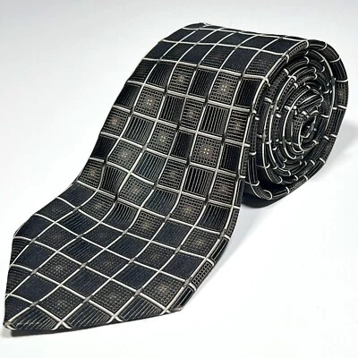 Bruno Piattelli — мужской галстук — черные и коричневые квадраты — чистый шелк ручной работы - Изображение 1 из 4
