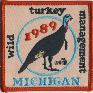 1989 MI Michigan Wild Turkey Management 3" Square Patch - Picture 1 of 1