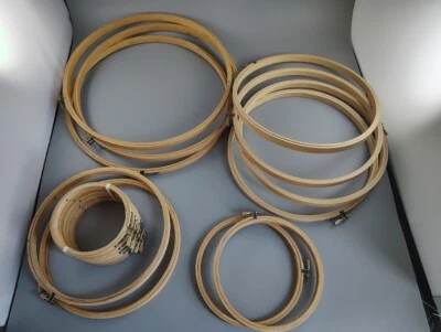 Lot of 17 Embroidery Hoops  12” 10” 8” 6” 4" Wood Craft Quilt Frames - Image 1 of 4