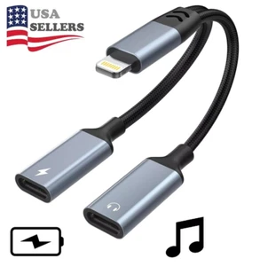 iPhone Splitter for Charging & Headphone Adapter to two Lighting MFi-Certified - Picture 1 of 7