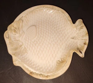 Flounder Art Pottery Bowl Candy Dish Tan With Brown Accents Rare - Picture 1 of 4