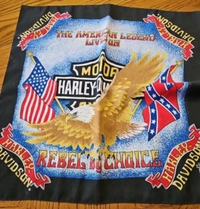 Harley Davidson Black Bandana American Flag RN 16463 USA Scarf Vintage - Picture 1 of 9
