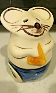 Ceramic MOUSE Parmesan CHEESE SHAKER in Blue Jeans 5" - Picture 1 of 7