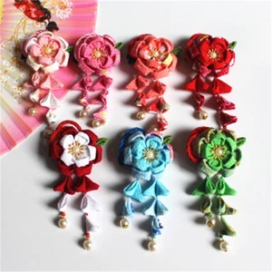 Womens Girls Japanese Kimono Flower Hair Clip Kanzashi Decor HairPin Accessories - Picture 1 of 20