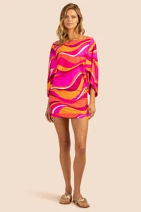 TRINA TURK Vivid Vista Hot Pink Swim Tunic Coverup Size Medium $152 NWT - Picture 1 of 2