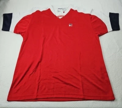 Fila Shirt Men M Red White Blue Embroidered Jersey Lightweight NWT Old Stock - Image 1 of 4