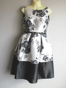 DARLING LONDON Striking Silver Satin Jaquard Fit and Flare Style Party Dress £89 - Picture 1 of 8