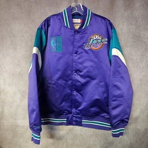 NWT Mitchell & Ness NBA HWC Utah Jazz Purple Satin Heavyweight Jacket Men L $150 - Picture 1 of 8