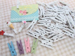 50 Mini Wooden 1" Clothes Pin/Paper Craft/Scrapbook/Wood/Color Clothespin B123 - Picture 1 of 19