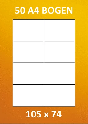 MARKENLOS PREMIUM ETIKETTEN 105 x 74 MM AUF 50 A4 BOGEN KOMP. ZWECKFORM HERMA