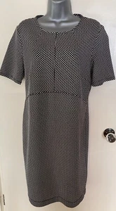 Esprit Black & White Polka Dot Spotted Shift Dress Size Large Smart Work Career - Picture 1 of 12
