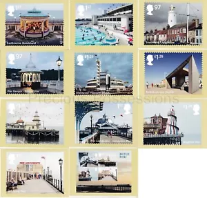 GB POSTCARDS PHQ CARDS USED REAR FDI 393 2014 SEASIDE ARCHITECTURE - Picture 1 of 2