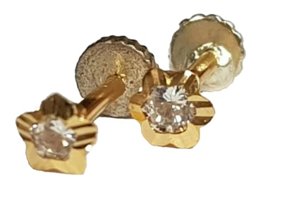 1 Paar Ohrstecker Ohrringe Koka 24k Gold Blüte Zirkon synthetisch hergestellt - Bild 1 von 4