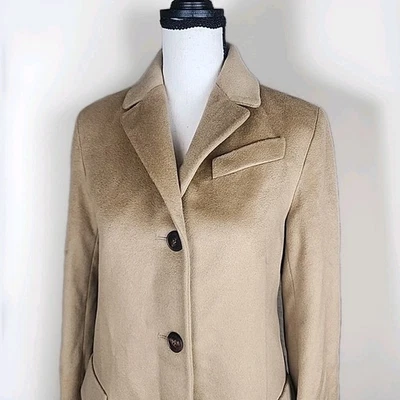 Abrigo Fleurette Mujer 100% Cachemira Largo Largo Completo Marrón Camel Beige Talla 0 Foto 1 de 4