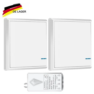 3-Wege Wireless Funk Schalter mit Empfänger Funk Wandtaster Sender LED Lampe DIY - Bild 1 von 4