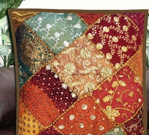 24" Patchwork Cotton Cushion Cover Decorative Throw Pillow Cover For Sofa/Bed - Picture 1 of 8