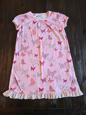Camisón vintage Nick & Nora mariposa pijama con volantes dobladillo niñas talla M 7/8 Foto 1 de 4