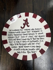 T Cabells 13" University of ALABAMA FANS Serving Platter Ceramic Roll Tide EUC - Picture 1 of 13
