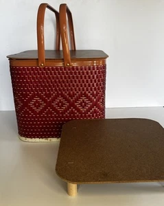 Vintage Holzgeflecht 2 Ton Redmon/Red-Man Quadrat Picknickkorb-Tortenregal - Bild 1 von 10