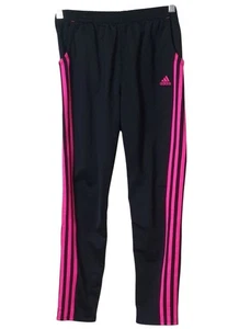 Adidas Youth Girls Joggers XL (12/14) Black Pink Athletic Pants 3-stripe Pockets - Picture 1 of 6