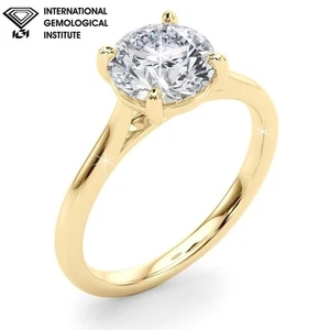 18k Yellow Gold Solitaire Diamond Engagement Ring - 1CT D/VS Lab-grown IGI Cert. - Picture 1 of 15