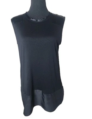 Rag & Bone Riley Sleeveless Top M Black Silk Moto Biker Luxe Minimalist Capsule - Image 1 of 4