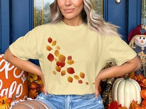 Casual Fall Leaves Comfort Colors Cotton T-Shirt - Picture 1 of 49