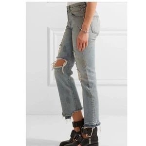 R13 Bowie High Rise Straight Leg Jeans Light Denim Distressed Rutland Grunge - Picture 1 of 13