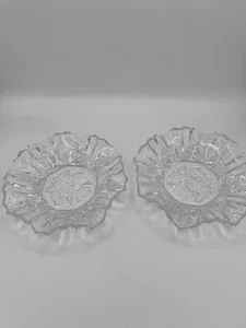 2-Vintage Federal Glass Clear Cut Candy Dish Plate Fruit Round Nuts - Picture 1 of 14