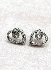 Kay Jewelers Diamond Sterling Silver 925 Heart Shaped Earrings - Picture 1 of 7