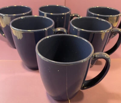 Set of Six Corelle Coordinates Solid Blue Coffee Mugs 4" - Image 1 of 4