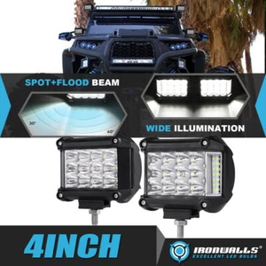 Pair 4" 120W LED Work Light Bar Side Shooter Pods Fog Offroad 4WD ATV UTV SUV US - Picture 1 of 12