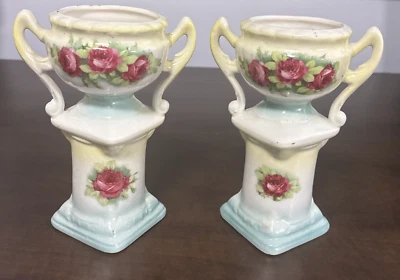  Jarrón vintage pintado a mano cáliz, urna, brote porcelana Checoslovaquia 6,5" de alto Foto 1 de 4