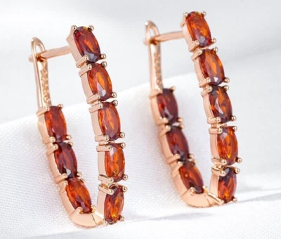 Elegantes Pendientes Colgantes Oro Rosa 585 RG Oro Rosa con Rubí Natural 3,9 gr Foto 1 de 3