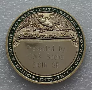 Moneta sfida US Army Warrant Officer CW3 518° Brigata di Sostenimento - Foto 1 di 2