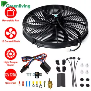 12V 16inch Pull Push 120W 3000+ CFM Radiator Electirc Thermo Fan & Mounting Kit - Picture 1 of 12