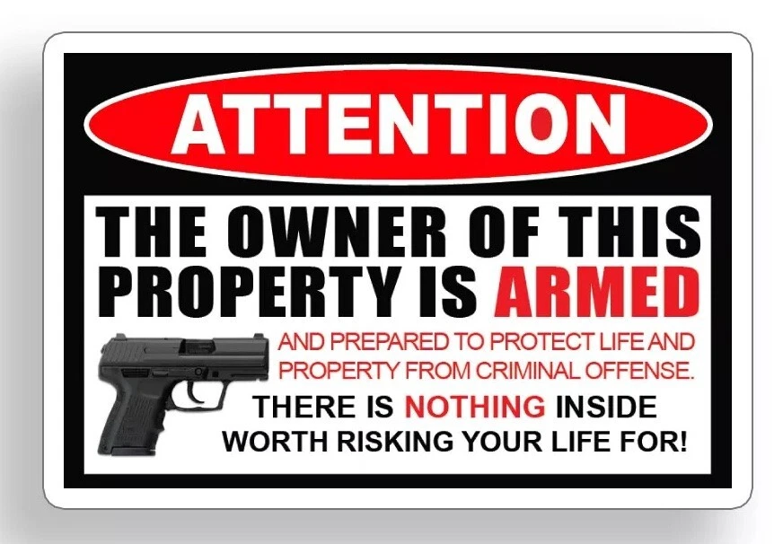 RILEY EXPRESS Owner Armed Warning Vinyl Decal Sticker Gun Firearm Pistol Permit 2nd Amendment