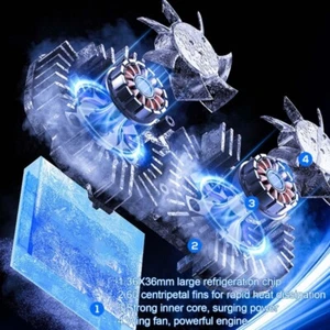 Color Backlight Mobile Cooling Fan Adjustable Speeds Quiet double Cooling Fan - Zdjęcie 1 z 8