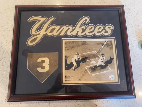 new york yankees babe ruth home plate 3 swinging wall hanging plaque Cover