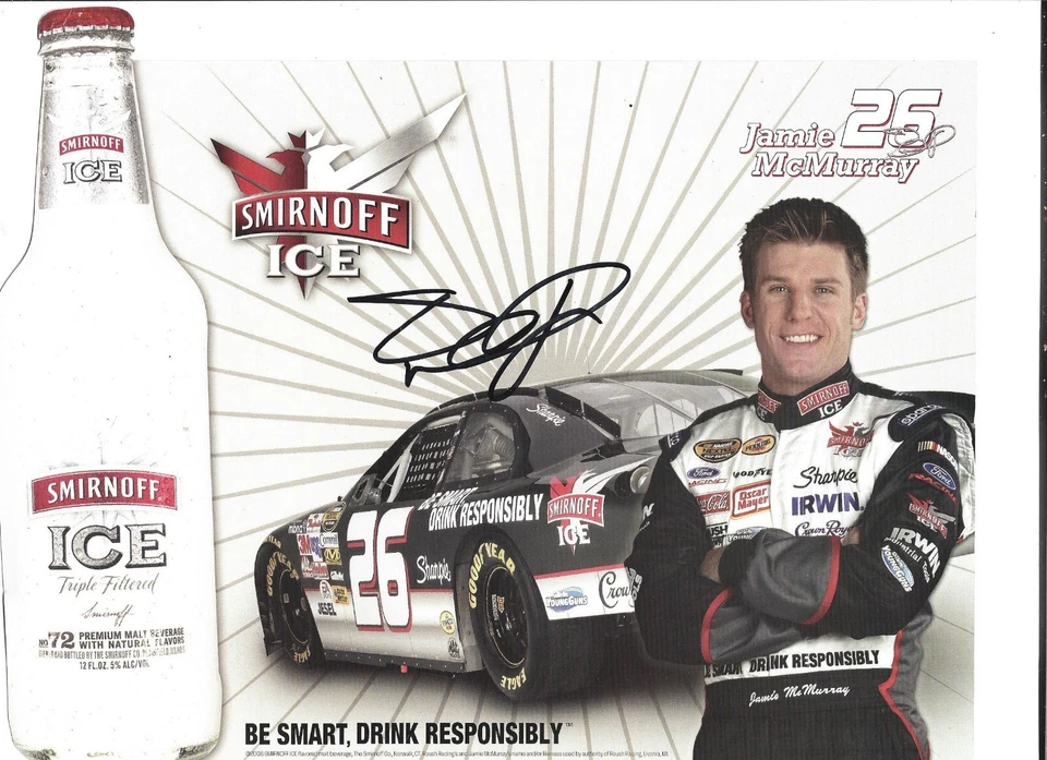 Folleto autografiado de Jamie McMurray postal de novato 2006 Smirnoff Ice raro Foto 1 de 1