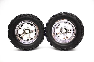IMEX 3.2" Trail Dawg Tires & Falcon Chrome Rims (1 Pair) 17/14mm Hex - Picture 1 of 9