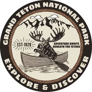 Retro looking GRAND TETON National PARK Explore & Discover STICKER Decal Hiking - Picture 1 of 1