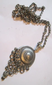 Mid-Century Norwegian Pewter Pendant Modernist Necklace Hand-Made 1960s Mark: 06 - Picture 1 of 6