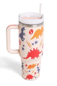 COMFYLUXE Dinosaurs 40oz Stainless Steel Insulated Tumbler Handle Lid Straw - Picture 1 of 3