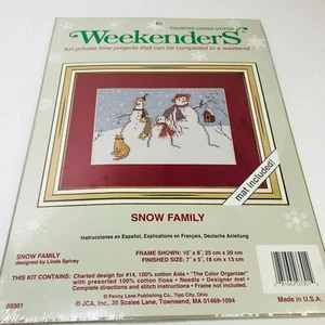 "SNOW FAMILY" Counted Cross Stitch Kit by Weekender NEW IN PKG #03301 - Picture 1 of 4