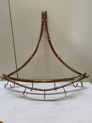 Estante/soporte/organizador retro de cocina de montaje en pared de cobre para taza/sartén y olla 9 ganchos Foto 1 de 4