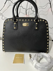 Michael Kors Saffiano Leather Sandrine Black Tote - Picture 1 of 5