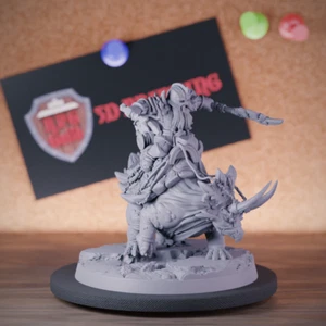 Dwarven Dino Cavalry Miniature Mounted Dwarf Dungeons and Dragons Mini DnD TTRPG - Picture 1 of 8