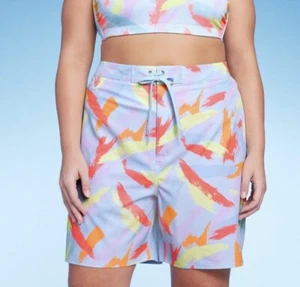 Nuevos con etiquetas Pantalones cortos de baño para mujer Wild Fable 3X 24-26 tabla estampado abstracto azul teniente - Imagen 1 de 6