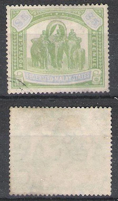 ESTADOS FEDERADOS MALAIOS US$ 5 ELEFANTES USADOS (JF) - Imagem 1 de 1